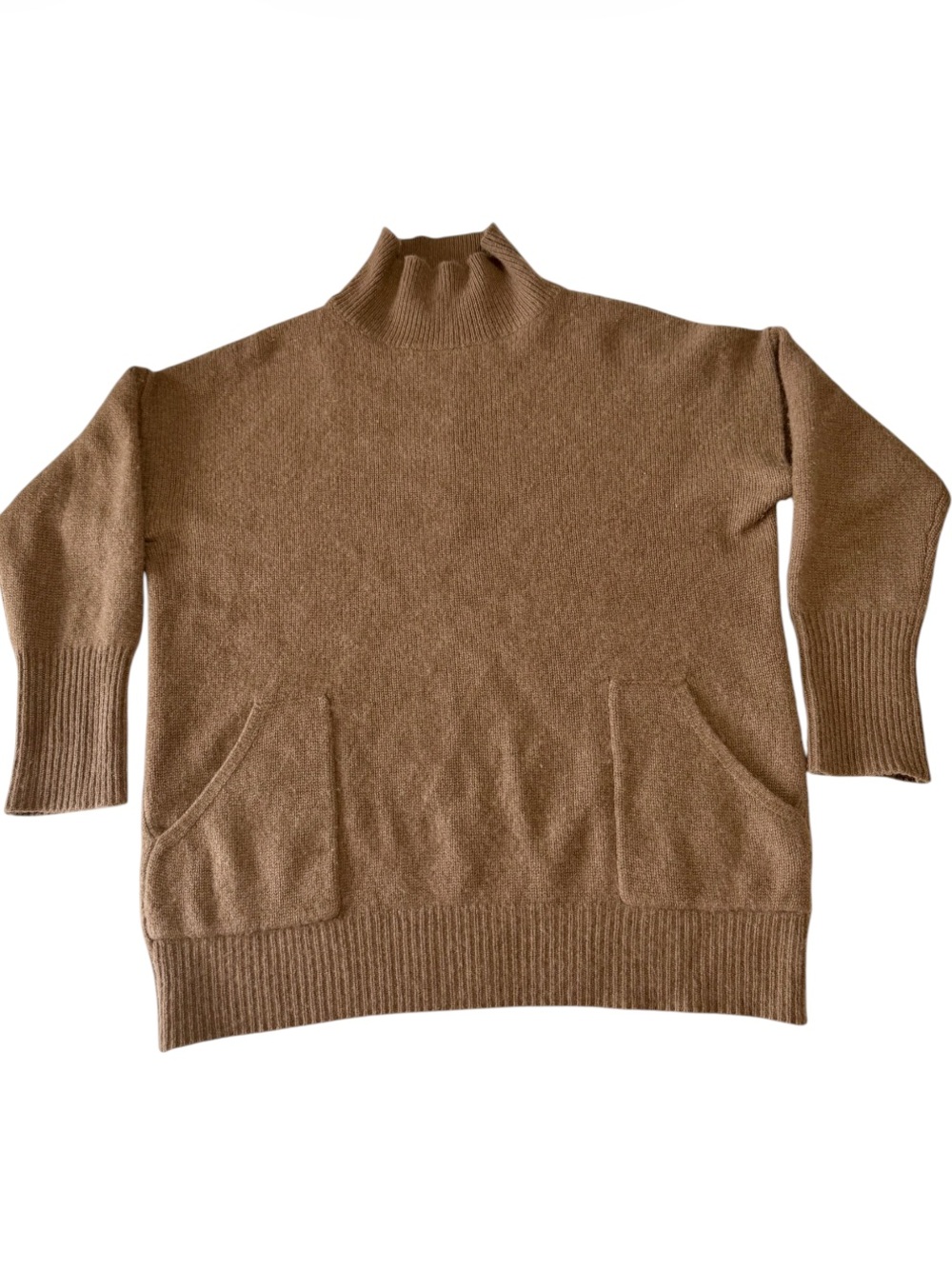 Skull Cashmere 100% Cashmere Mock Turtleneck Sweater Mocha Brown Small